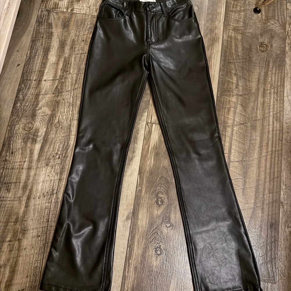 Abercrombie & Fitch Black Faux Leather Flare Jeans